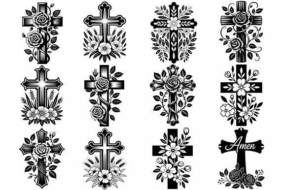 Christian Floral Cross SVG Bundle for Crafts and Graphics