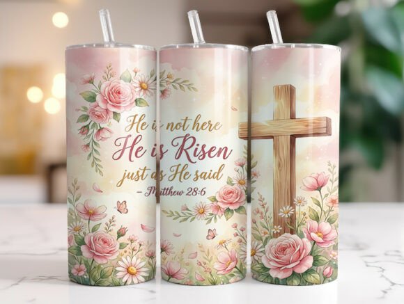 Christian Scripture Cross Roses Tumbler Graphics