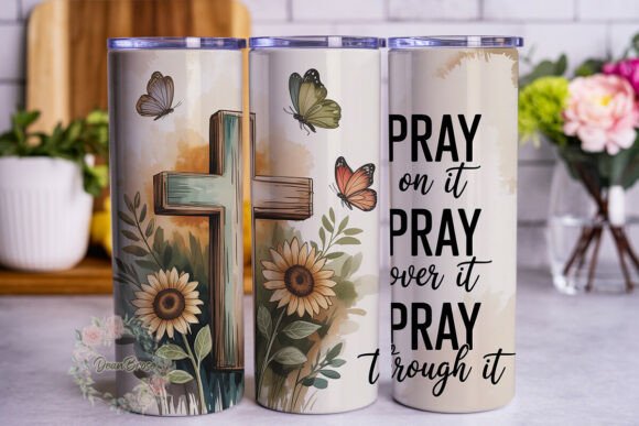 Christian Sunflower Cross 20oz Tumbler Graphics