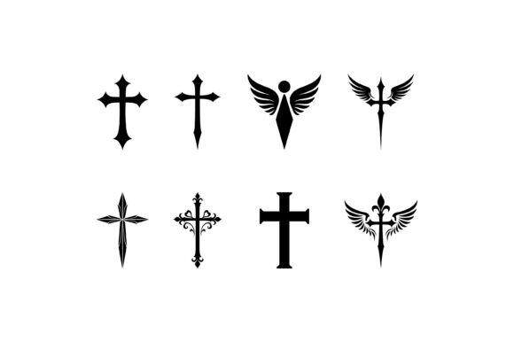Elegant Christian Cross Silhouette Set: A Must-Have for Graphics and Crafts