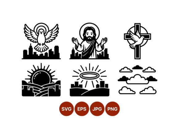 Exploring Religious Dove Jesus Cross Icons Vector