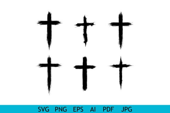 Grunge Christian Cross Symbol Set for Crafts and Graphics