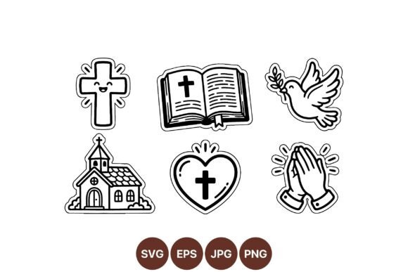 Hand Drawn Christian Icon Graphics for Illustrations