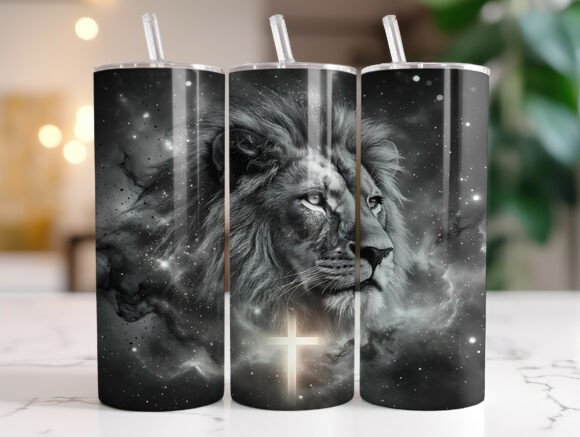 Man of Faith Christian Lion Tumbler Wrap Graphics