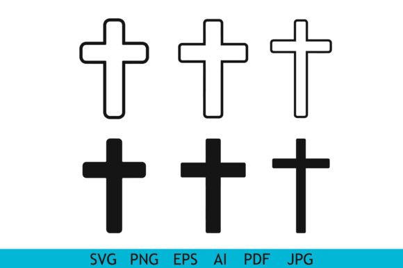 Minimal Christian Cross Icon Collection for Graphics and Crafts