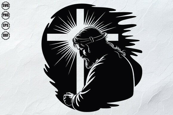 Praying Jesus Cross SVG for Crafts and Graphics